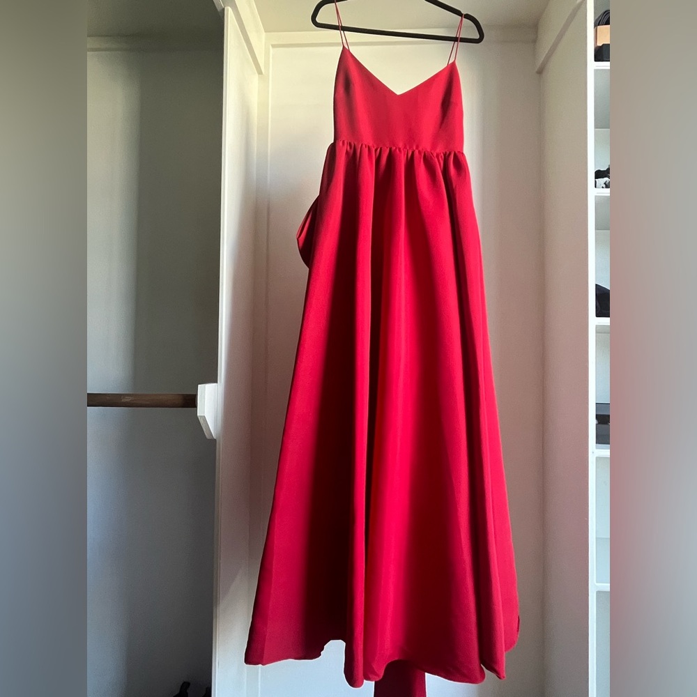 Sachin + Babi Red Bow-Back Evening Gown - Picture 7 of 16